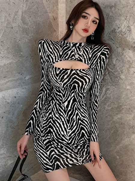 Stiilne pikkade varrukatega naiste liibuv kleit