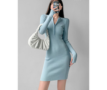 Rochie casual de dama cu model montat cu fermoar