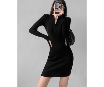 Rochie casual de dama cu model montat cu fermoar