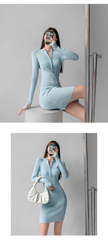 Rochie casual de dama cu model montat cu fermoar