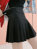 Must naiste plisseeritud seelik kõrge vöökohaga