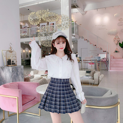 Kõrge vöökohaga ruuduline lühike seelik