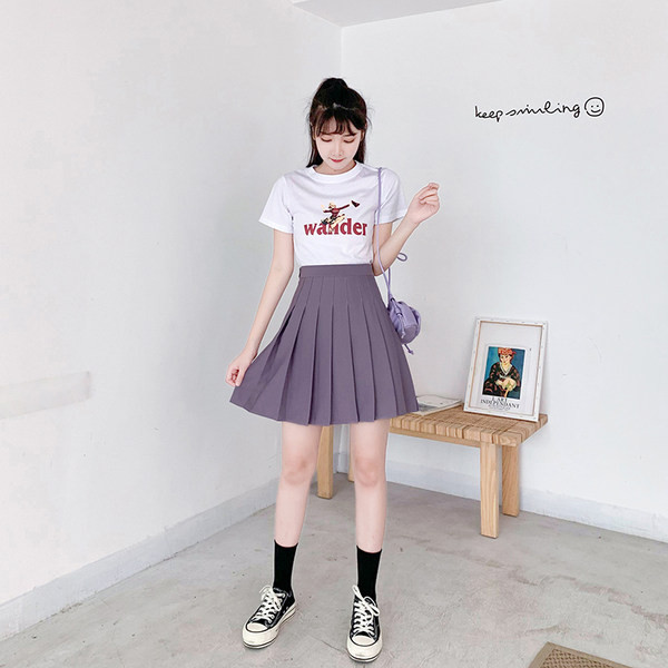 Naiste kõrge vöökohaga plisseeritud seelik