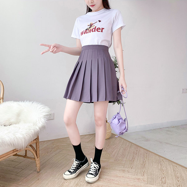 Naiste kõrge vöökohaga plisseeritud seelik