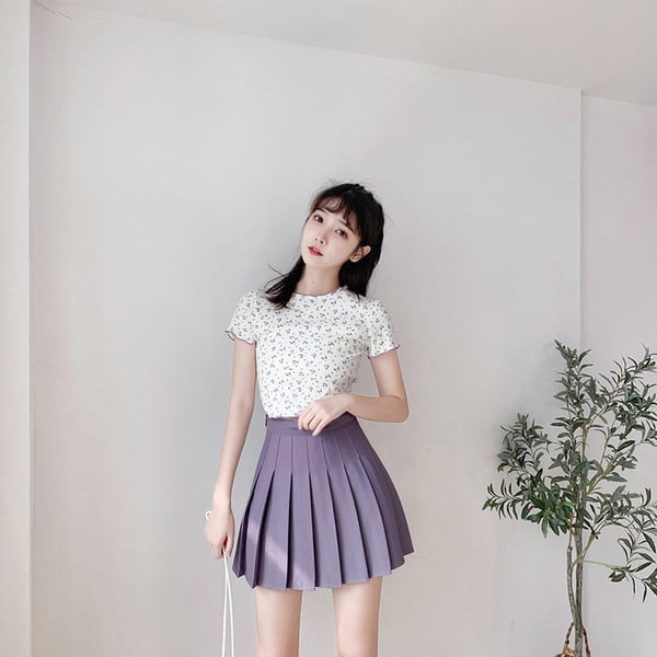 Naiste kõrge vöökohaga plisseeritud seelik