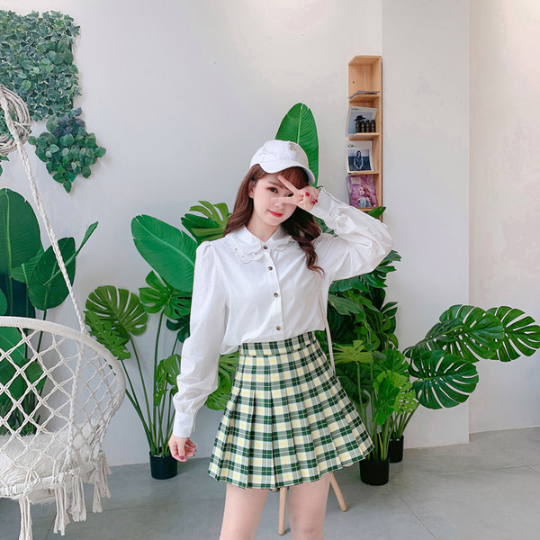 Ženska karirana haljina visokog struka u tri boje