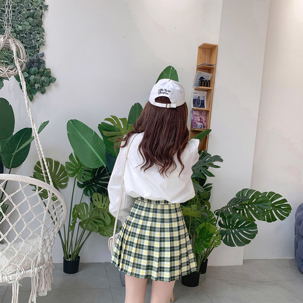 Ženska karirana haljina visokog struka u tri boje