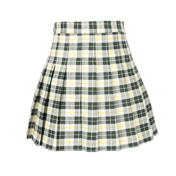 Ženska karirana haljina visokog struka u tri boje