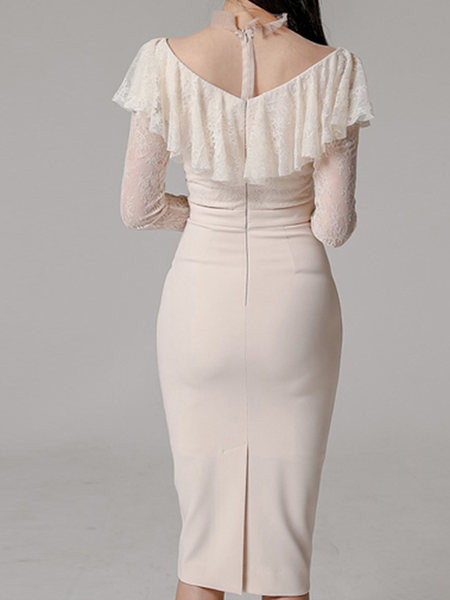 Rochie de dama alb cu maneci din dantela