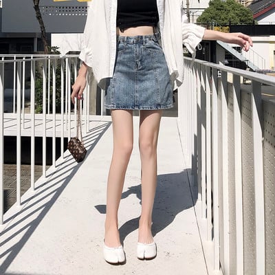 Naiste kõrge vöökohaga teksaseelik