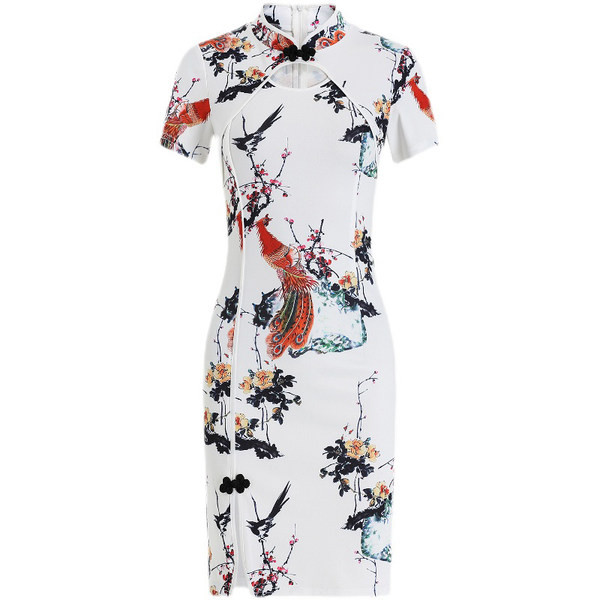 Rochie de dama cu fanta si model floral