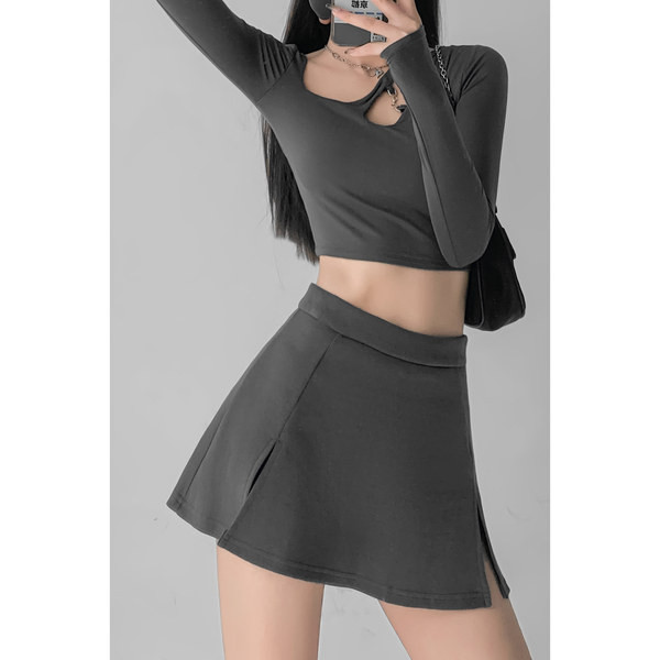 Lühike kõrge vöökohaga naiste seelik