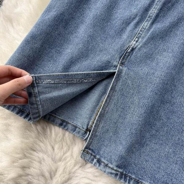 Naiste pikk teksaseelik kõrge vöökohaga – sinine värv