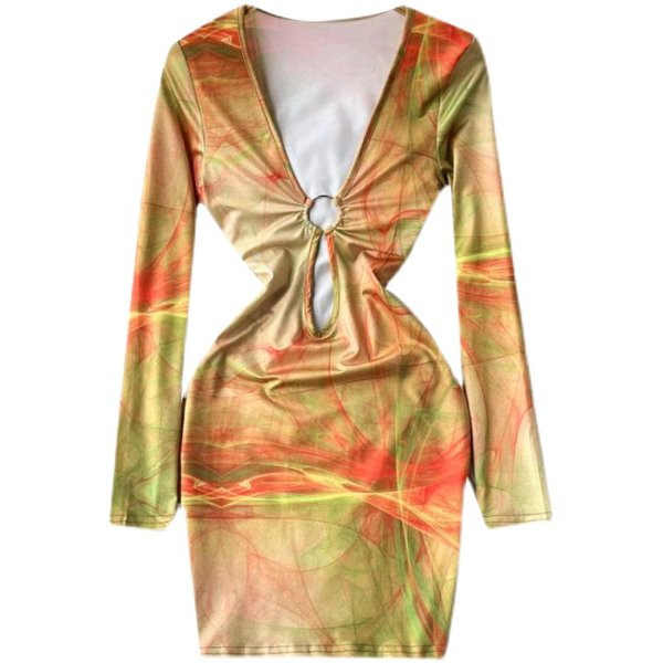 Lühike sügava kaelusega naiste kleit