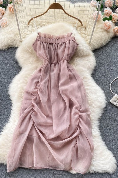 Uue mudeli rihmadega naiste kleit - roosat värvi