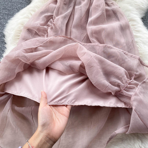 Uue mudeli rihmadega naiste kleit - roosat värvi