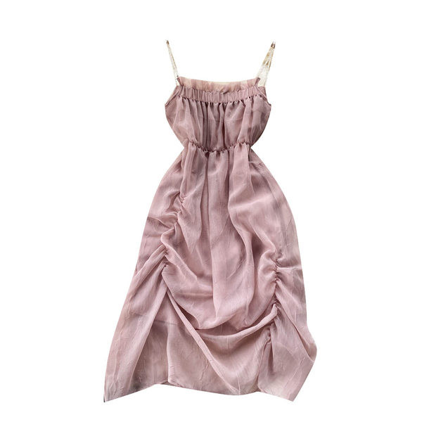 Uue mudeli rihmadega naiste kleit - roosat värvi