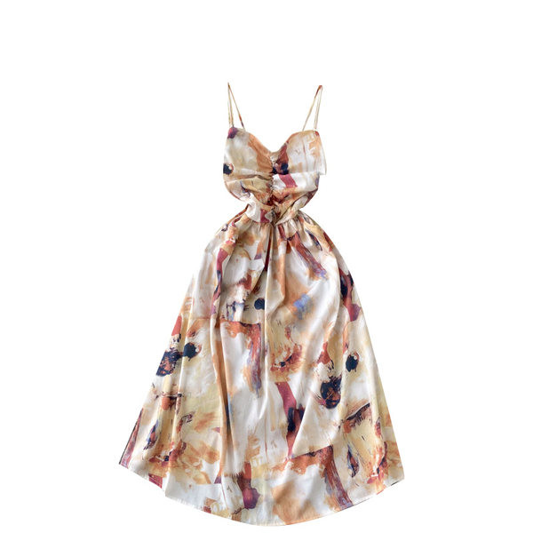 Pikk sillerdavates toonides rihmadega suvekleit