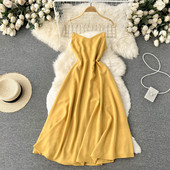 Stiilne naiste kleit õhukeste rihmadega - mitut värvi