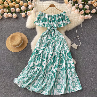 Uue mudeli naiste pikk kleit vööga