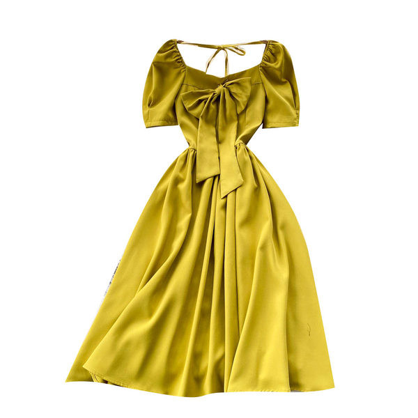 Γυναικείο φόρεμα με τετράγωνη λαιμόκοψη και κορδέλα