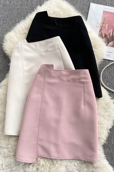 Asümmeetrilise mudeli kõrge vöökohaga naiste seelik