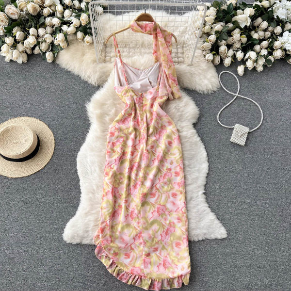 Rochie de dama asimetrica cu bretele subtiri