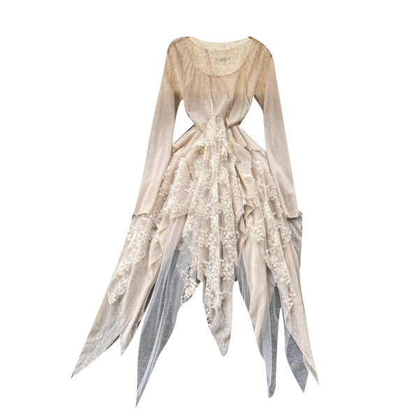 Naiste asümmeetriline tikandiga kleit