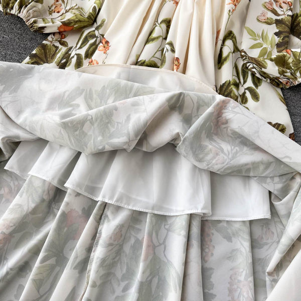 Uus mudel elegantne kevadkleit spits kaelusega ja lillemustriga