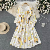 Rochie lunga cu model floral - model croiat