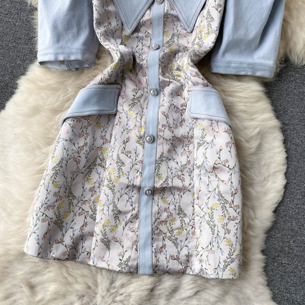 Spitsikaelusega naiste kleit lühikeste varrukatega