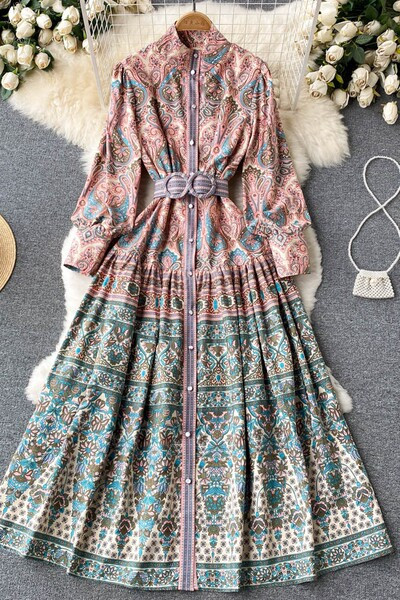 Rochie casual de dama cu nasturi si curea