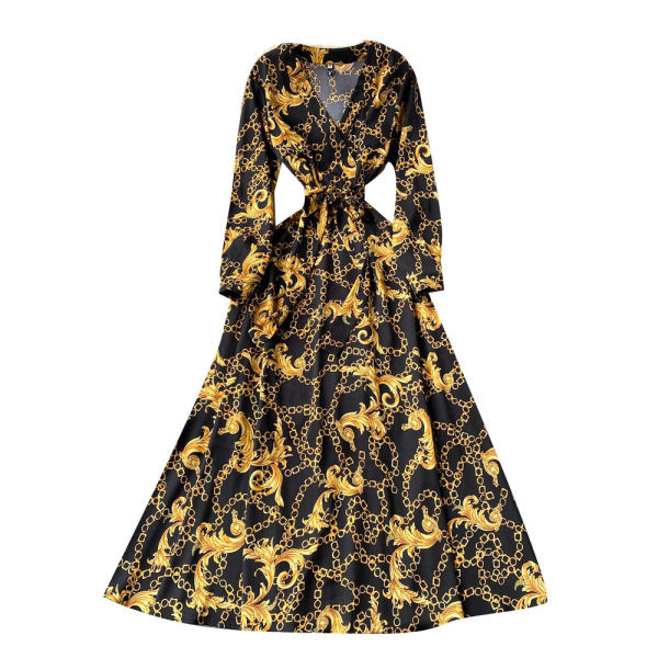 Pikk naiste kleit V-kaelusega