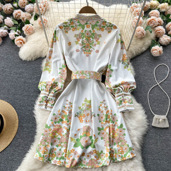 Rochie de dama cu motive florale si curea