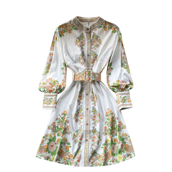 Rochie de dama cu motive florale si curea