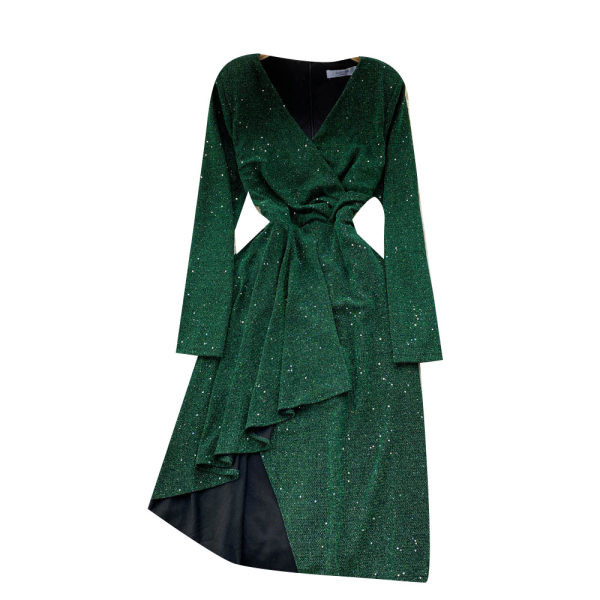 Särav naiste kleit spitsikaelusega