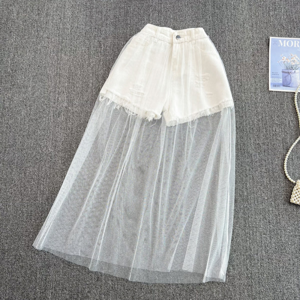 Naiste valget värvi tülliga seelik/püksid