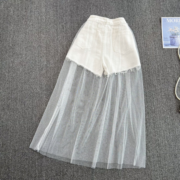 Naiste valget värvi tülliga seelik/püksid