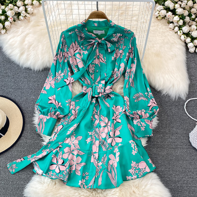 Rochie de dama model nou cu curea si model floral