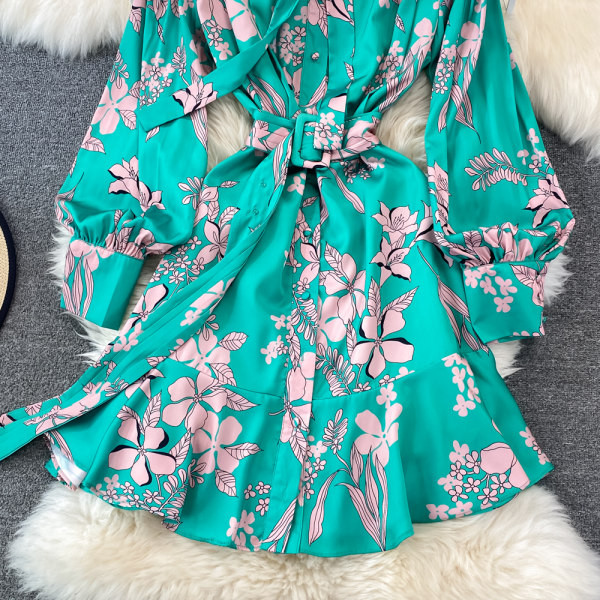 Rochie de dama model nou cu curea si model floral