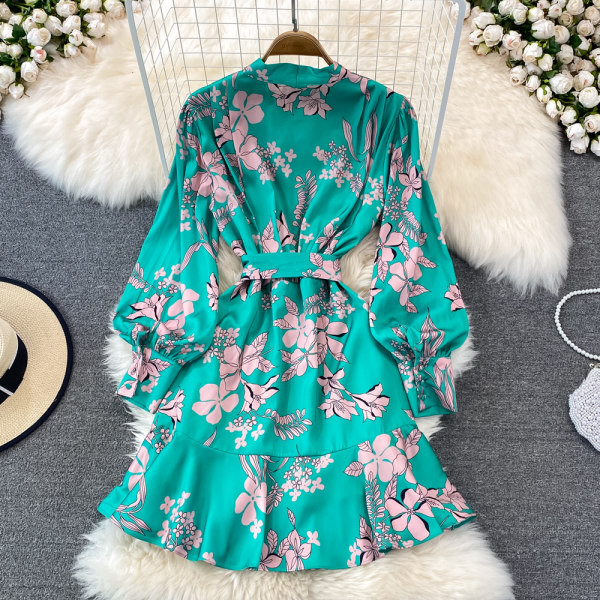 Rochie de dama model nou cu curea si model floral