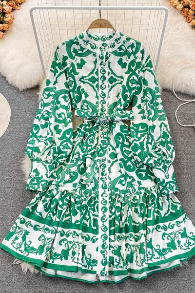 Stiilne naiste kleit vöökohal roheline