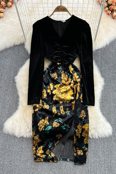 Naiste sametkleit värvilise seelikuga