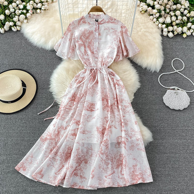 Naiste pikk kleit voodri ja vöökoha lipsudega