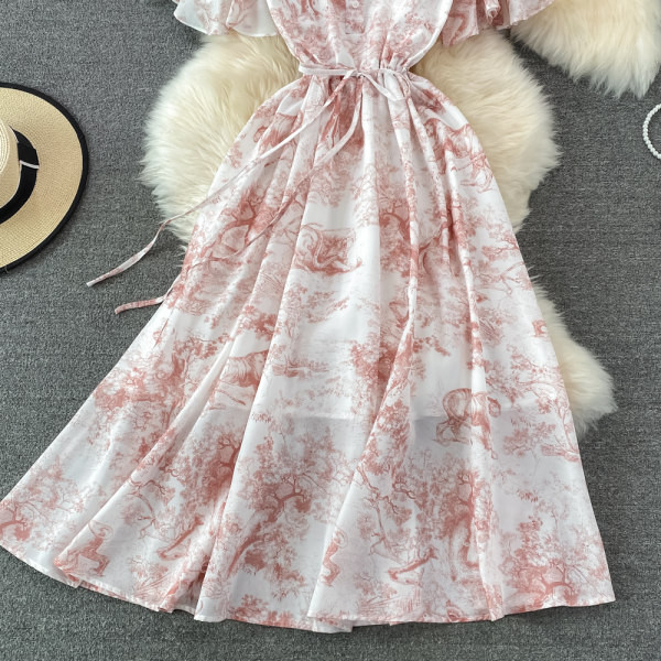 Naiste pikk kleit voodri ja vöökoha lipsudega