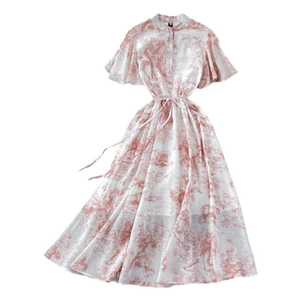 Naiste pikk kleit voodri ja vöökoha lipsudega