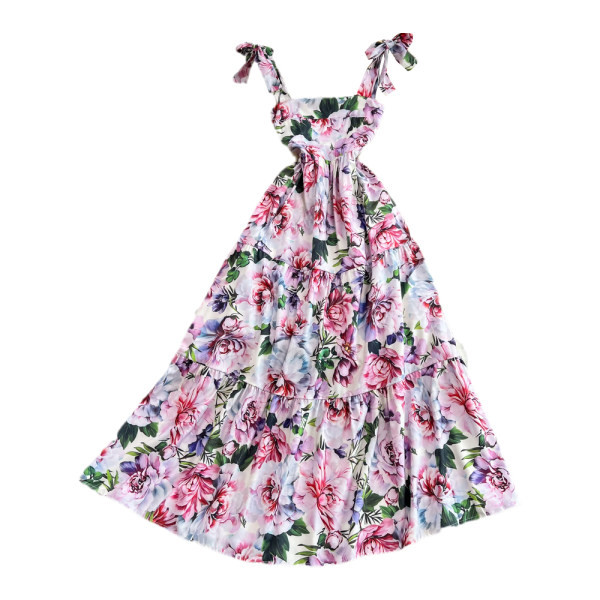 Lillemustri ja rihmadega naiste kleit