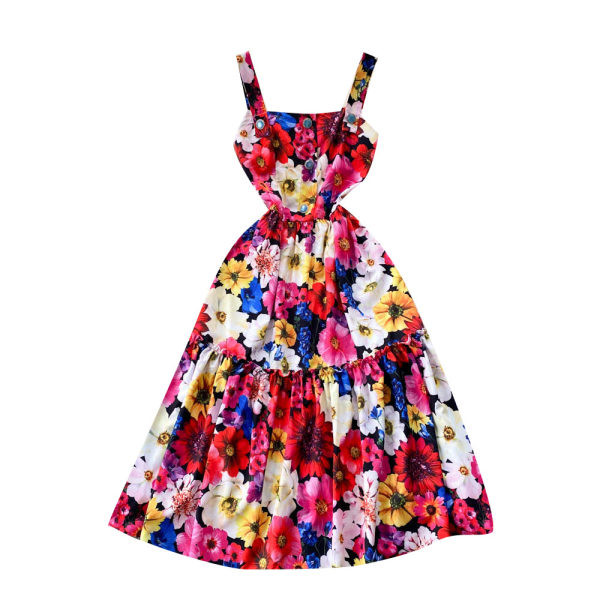 Rihmade ja lillemustriga vabaaja naiste kleit