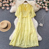 Naiste kleit lühikeste varrukate ja tikandiga uus mudel