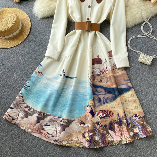 Rochie moderna de dama cu maneci lungi si guler clasic